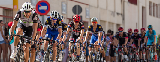 Men racing bicycles